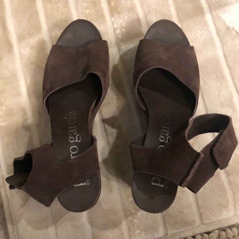 Pedro Garcia Brown Velvet Platform Shoes